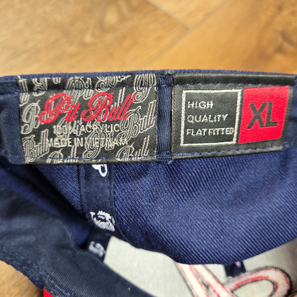 Atlanta Braves Pit Bull Fitted Hat Cap Size XL Embroidered Script A Black Red - Picture 3 of 3